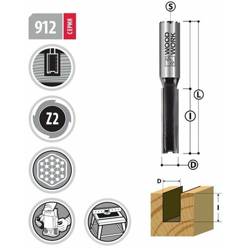 Фреза пазовая Extra D=16mm I=32mm S=12mm WOODWORK 912.1632.12