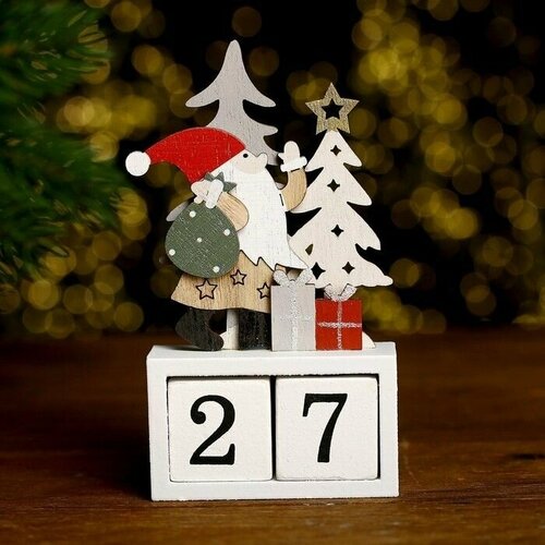 Вечный календарь «Дед Мороз, ёлки и подарки» 7 × 3,5 × 13 см (1шт)