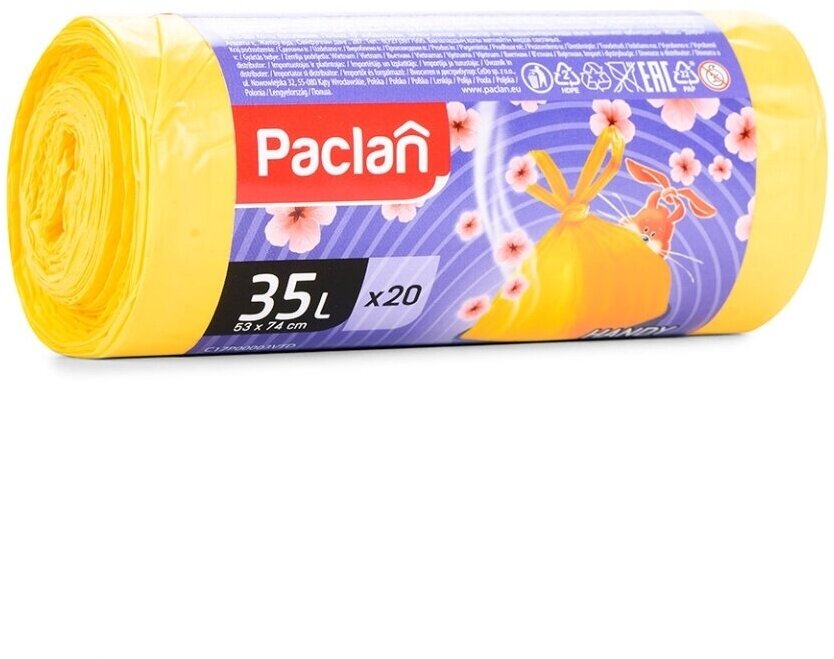 Мешки для мусора Paclan Bunny Bags Aroma с ручками 35 л, 20 шт - фото №4