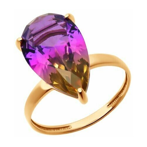 фото Кольцо diamant online, серебро, 925 проба, золочение, ситалл, размер 18.5