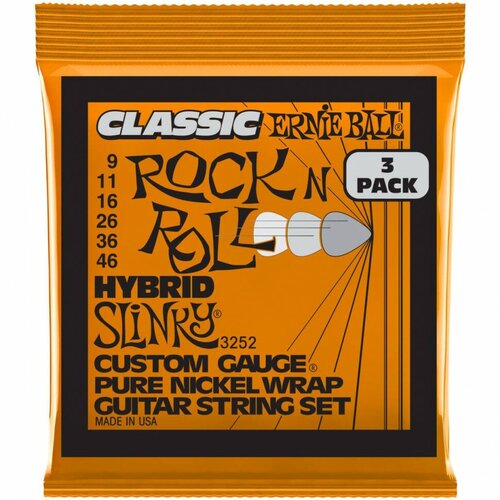 Набор из 3х комплектов струн для электрогитары ERNIE BALL 3252 Pure Classic RnR Slinky Hybrid 3 Pack 9-46