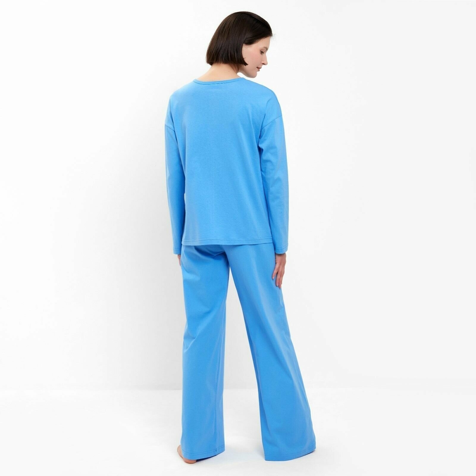 Пижама Minaku, брюки, джемпер, длинный рукав, размер 46, голубой - фотография № 3
