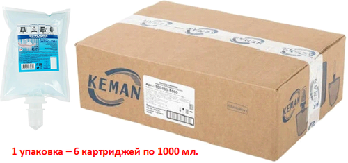 Пена-мыло в картридже Keman 100105-1000 нейтральное, синее, 1 литр, 1 упаковка - 6 штук