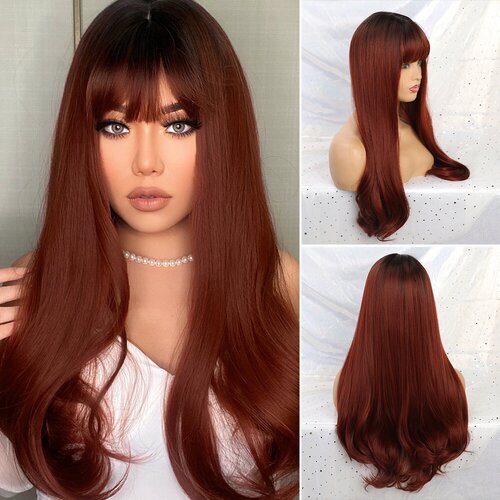 Женский Парик Wiger Длинный вьющийся парик с челкой Искусственный волосы