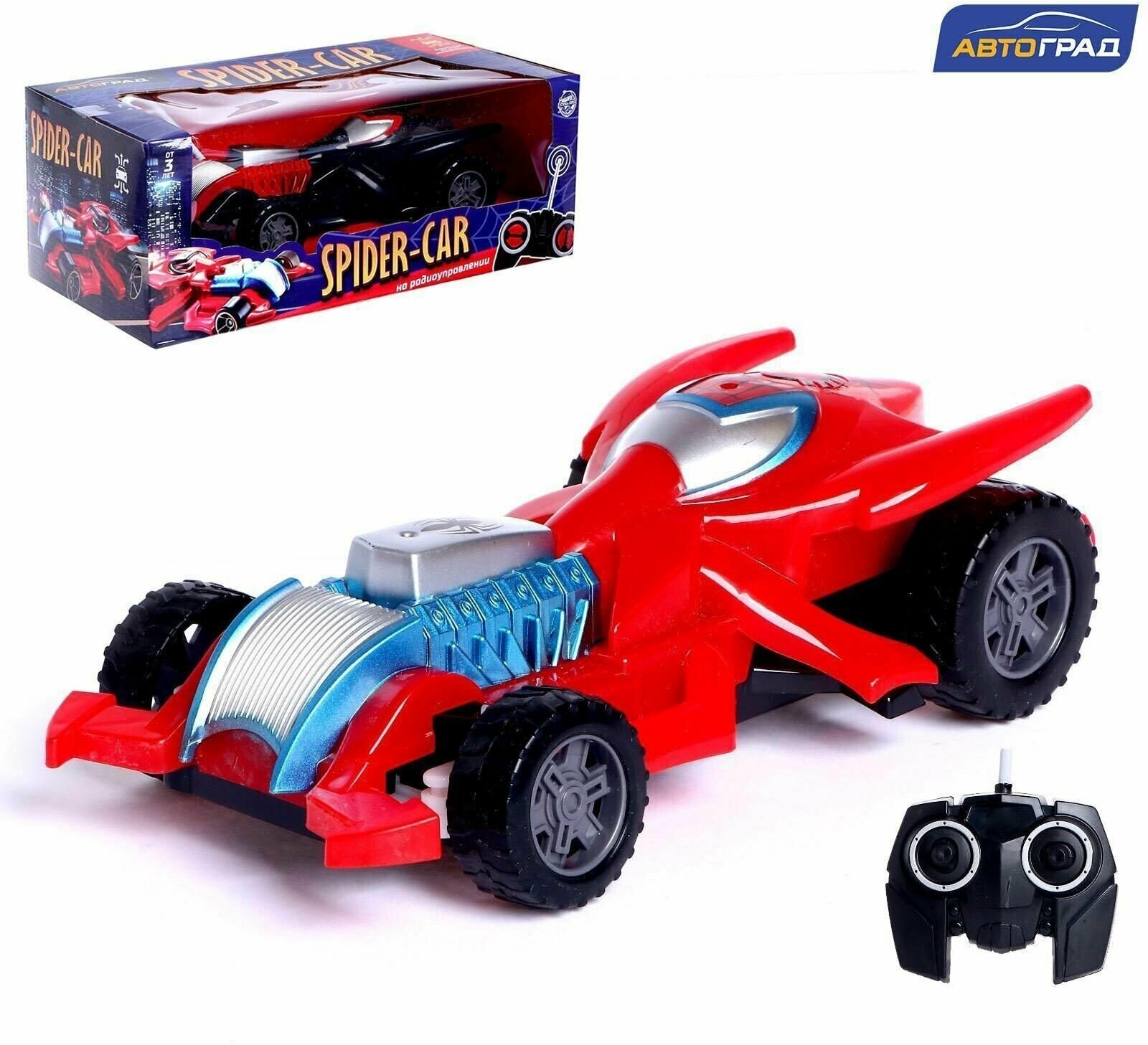 Машина игрушка радиоуправляемая Spider-Car, работает от батареек, микс