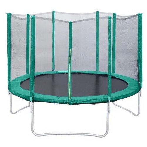 фото Батут с защитной сеткой кмс trampoline 14 4,3 м чёрный/зелёный