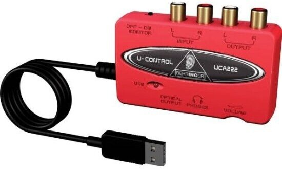 Аудиоинтерфейс Behringer UCA222 внешний USB для записи и воспроизведения звука на компьютере (PC / MAC)