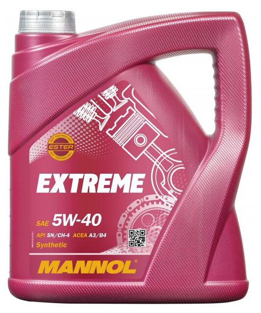 Синтетическое моторное масло Mannol Extreme 5W-40, 4 л