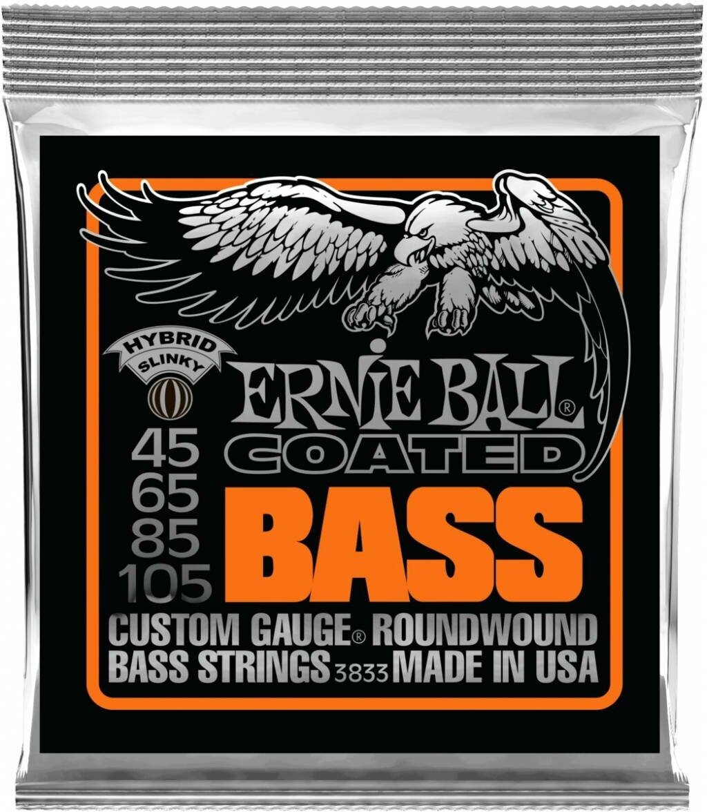 ERNIE BALL 3833 Coated Slinky Hybrid 45-105 - Струны для бас-гитары