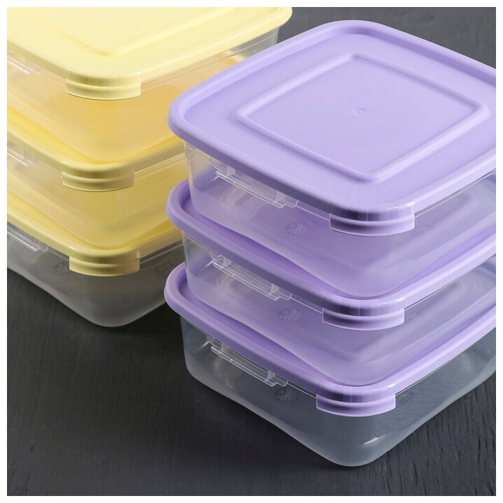 Набор пищевых контейнеров «Каскад», 700 мл, 3 шт, цвет микс - фотография № 5