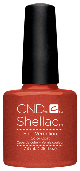 Гель лак. Шеллак. Гель-лак цвет-красно-оранжевый CND Shellac Fine Vermilion