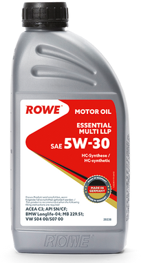 Масло моторное ROWE ESSENTIAL Multi LLP 5W-30 C3 SM/CF синтетическое