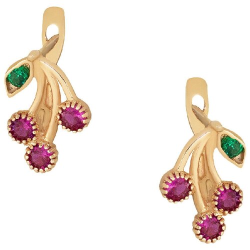 Серьги РОСТЗОЛОТО, красное золото, 585 проба, фианит, золотой, красный