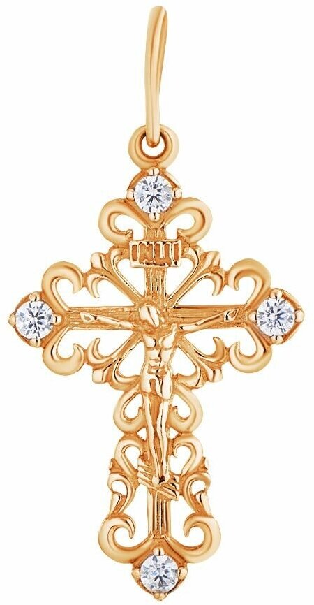 Крест серебряный в позолоте с фианитами арт. 2135791/91п