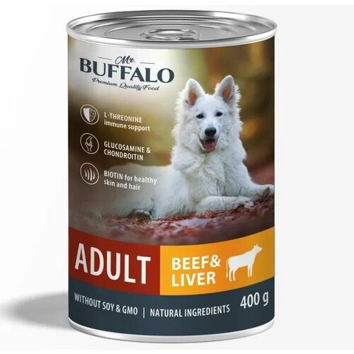 Mr.Buffalo ADULT консервы для собак Говядина и печень 9х400гр