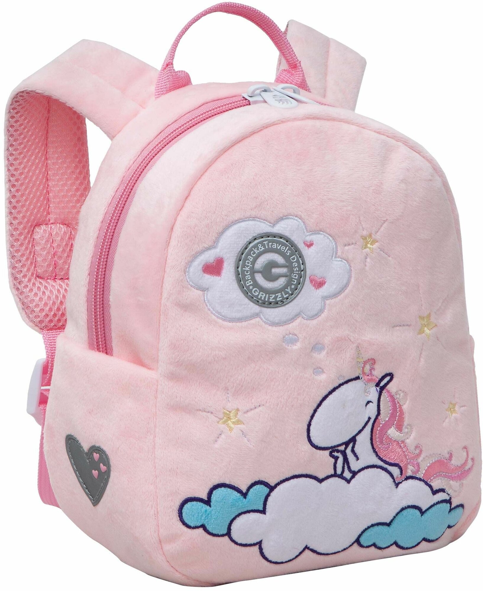 Рюкзак детский для девочки GRIZZLY, дошкольный, для малышей, в садик, с единорогом (розовый)
