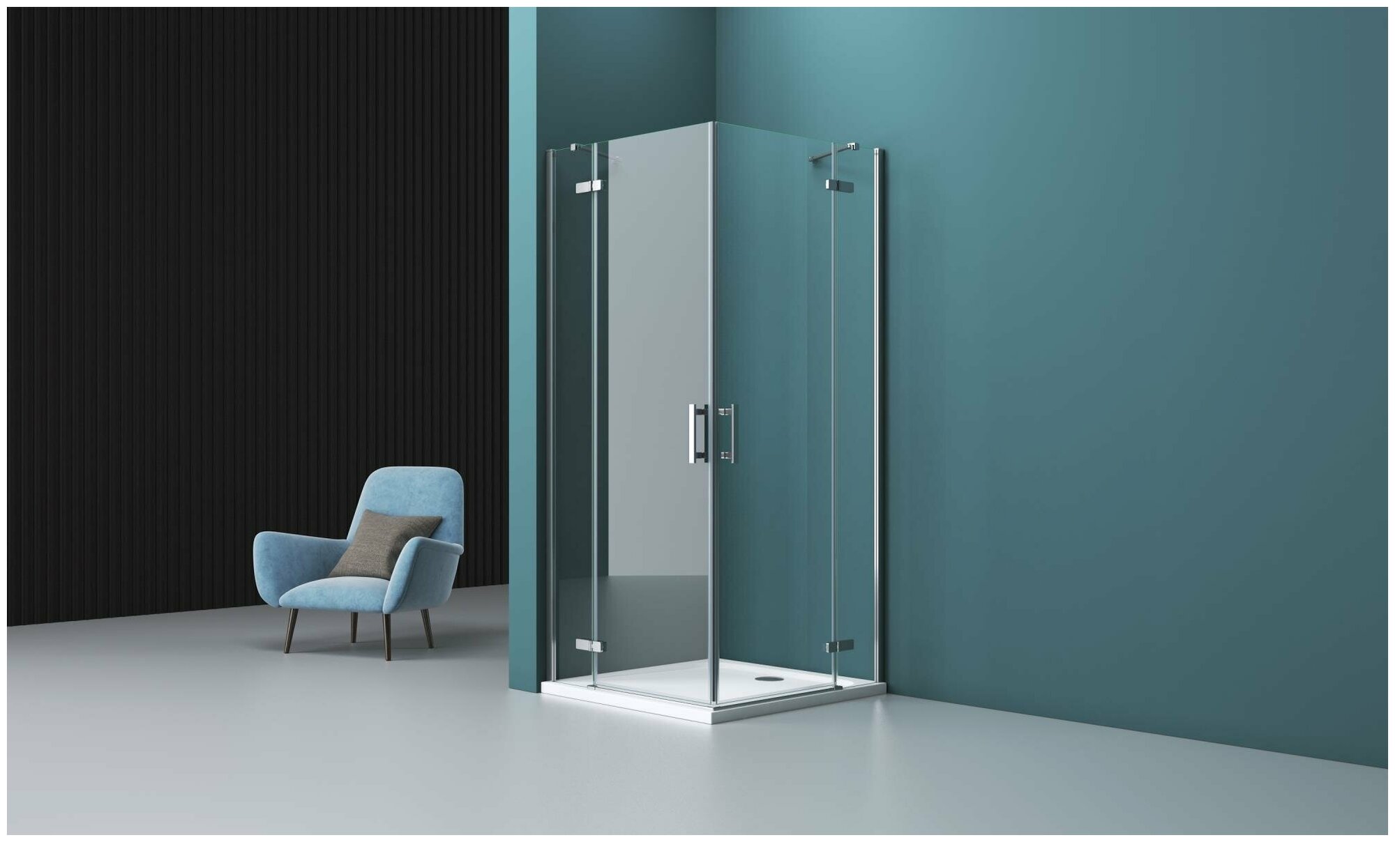 Душевой уголок BelBagno Kraft 80x90 KRAFT-AH-22-90/80-C-Cr-R стекло прозрачное, профиль хром, без поддона