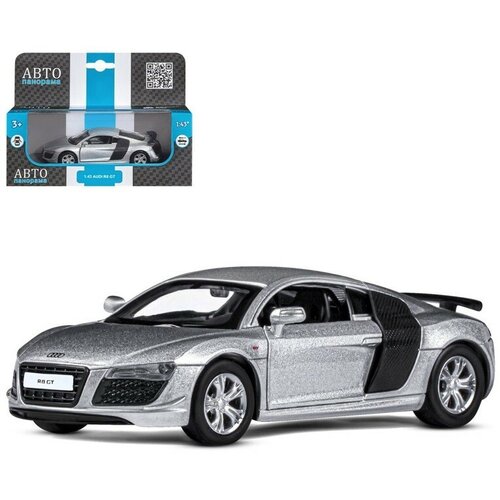 фото Тм "автопанорама" машинка металлическая 1:43 audi r8 gt, серебро, откр. двери, инерция, в/к 17,5*12,5*6,5 см jb1200138