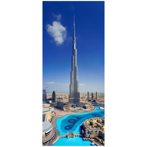 Самоклеящиеся фотообои Дубай, Бурдж-Халифа, размер: 90x210 см, эффект: отраженный стол дубай бурдж халифа небоскреб 65x65 см кухонный квадратный с принтом