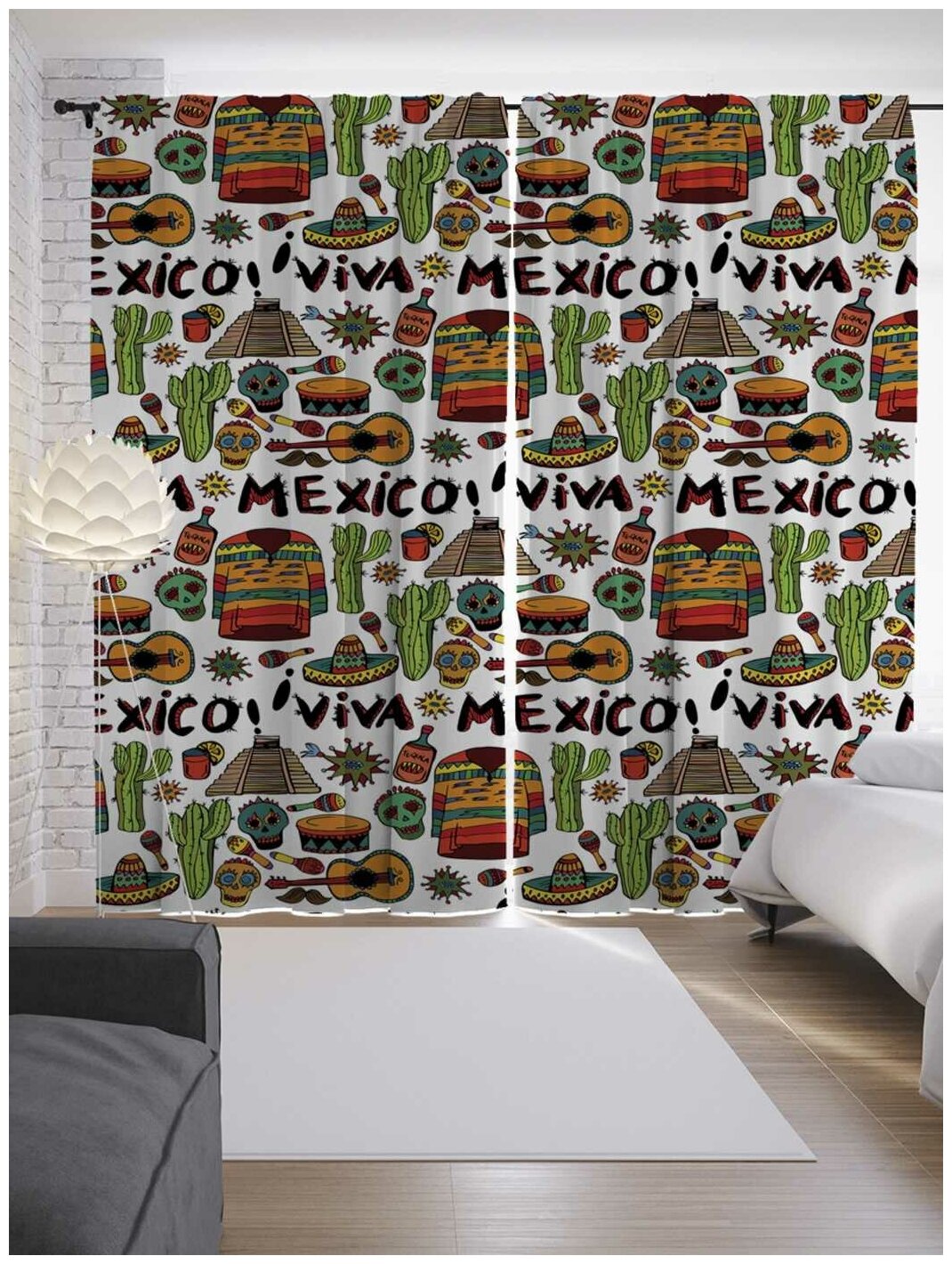 Фотошторы JoyArty Да здравствует Мексика на ленте p-20609 145х265 см
