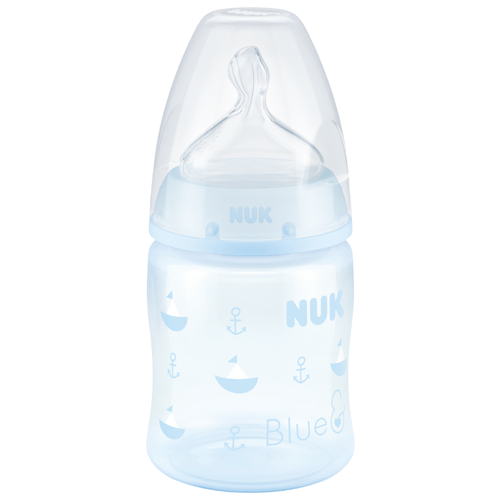 фото Nuk first choice plus baby rose&blue бутылочка полипропиленовая с соской из силикона, 150 мл с рождения, лодки
