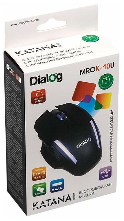 Беспроводная мышь Dialog Katana MROK-10U USB, черный