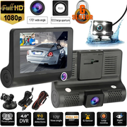 Автомобильный видеорегистратор Full HD 1080p с двумя основными камерами и камерой заднего вида для парковки автомобиля / Датчик удара G-Sensor