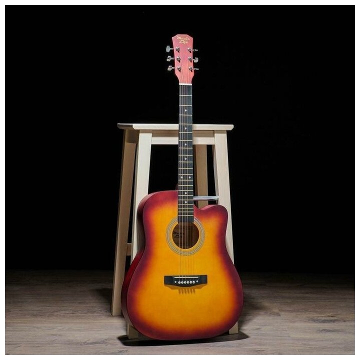 Гитара акустическая, цвет санберст, 104см, с вырезом 6881911 .