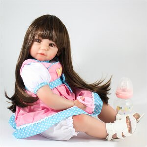Фото Kaydora Кукла Реборн (Reborn Dolls) - Девочка в розовом платье в горошек и бабочкой (51 см)
