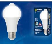 Светодиодная лампа Uniel LED-A60-12W/4000K/E27/PS+MS PLS10WH с датчиком освещенности и датчиком движения