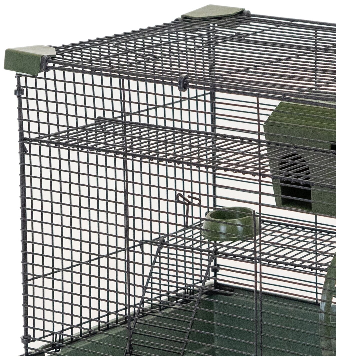 Клетка для грызунов 42 х 30 х 37см "PetTails" Cooper 2 этажа, разборная, шаг прута 10,5мм, (+домик,колесо,миска) бирюзовая - фотография № 3