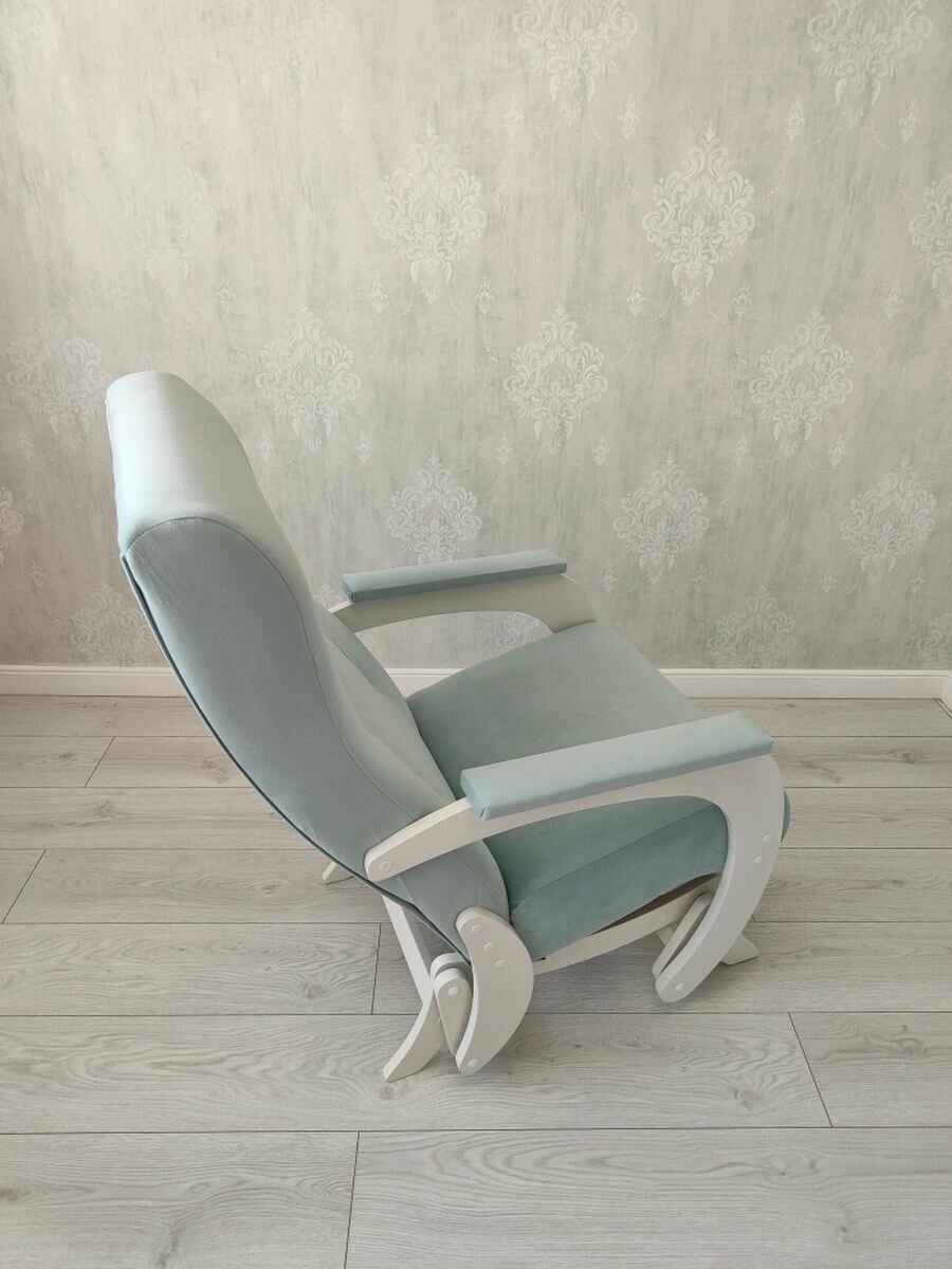 Кресло качалка маятник Гранд, цвет мятный/молочный - фотография № 12