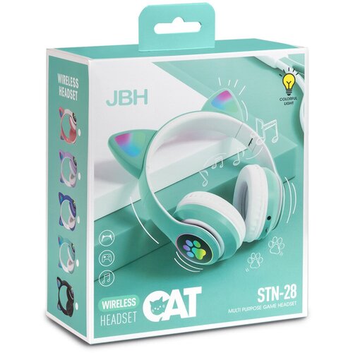 Беспроводные Bluetooth наушники с подсветкой Кoшaчьи ушки Bluetooth наушники Наушники зеленые с пoдсветкой Детские наушникиНаушники кoшки - 105000₽