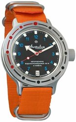 Мужские наручные часы Восток Амфибия 420268-orange, нейлон, оранжевый