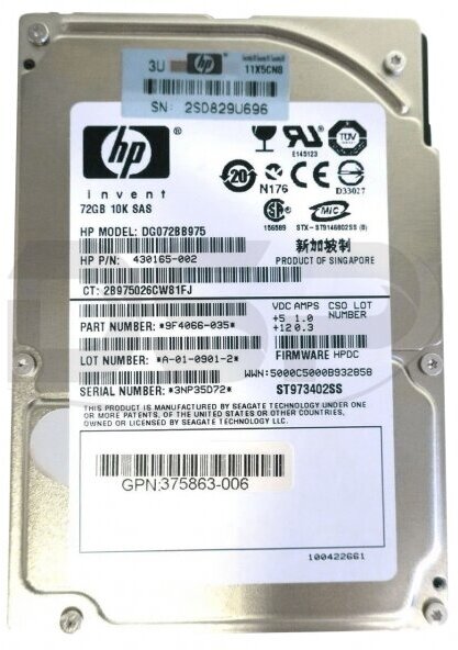 Жесткий диск HP 404785-001 36Gb SAS 2,5" HDD