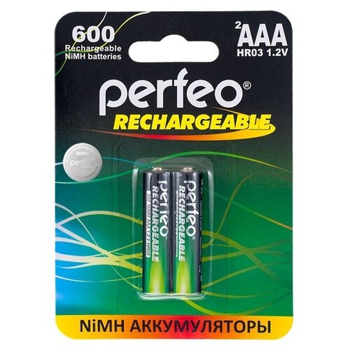 Аккумулятор Ni-Mh 600 мА·ч 1.2 В Perfeo Rechargeable AAA, в упаковке: 2 шт. аккумуляторы gp rechargeable 1000 mah nimh aaa 2 шт