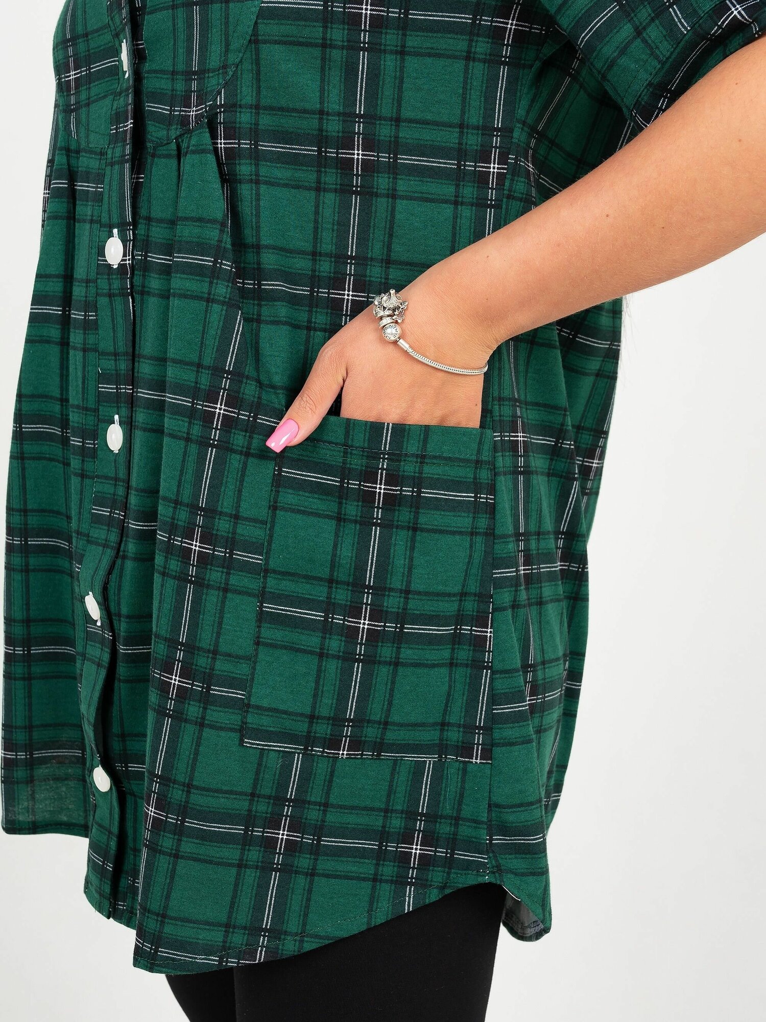 Туника Трикотажные сезоны, короткий рукав, карманы, размер 62, зеленый - фотография № 6