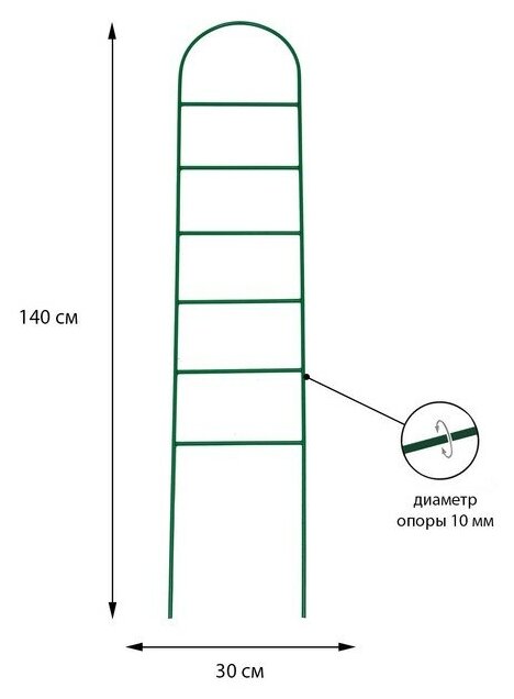 Шпалера 140 х 30 х 1 см, металл, зелёная, "Лестница" УС 5135792 - фотография № 5