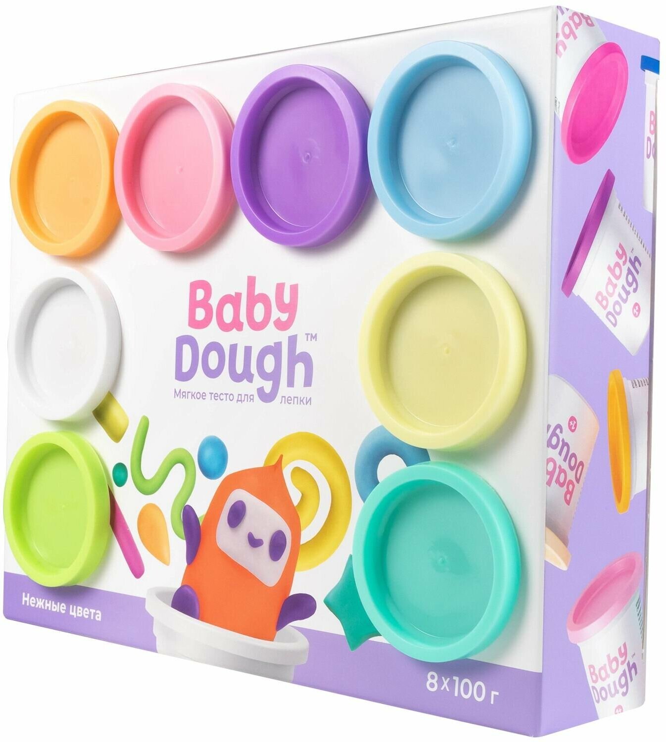 Тесто для лепки BabyDough 8 цветов пастельные BD021