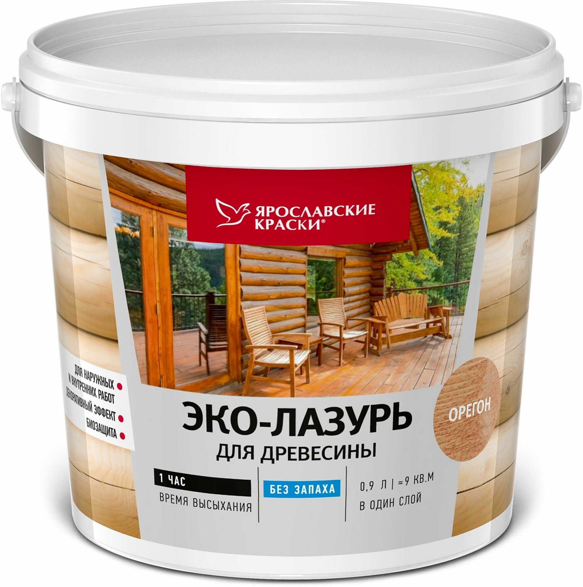Пропитка для древесины Ярославские краски Эко-лазурь с декоративным эффектом и биозащитой цвет орегон 0.9 л