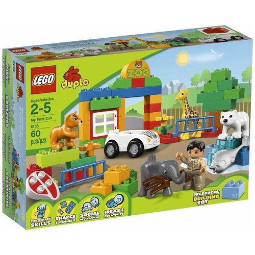 конструктор lego duplo мой первый щенок и котенок и их звуки 10977 Конструктор LEGO DUPLO 6136 Мой первый зоопарк, 60 дет.