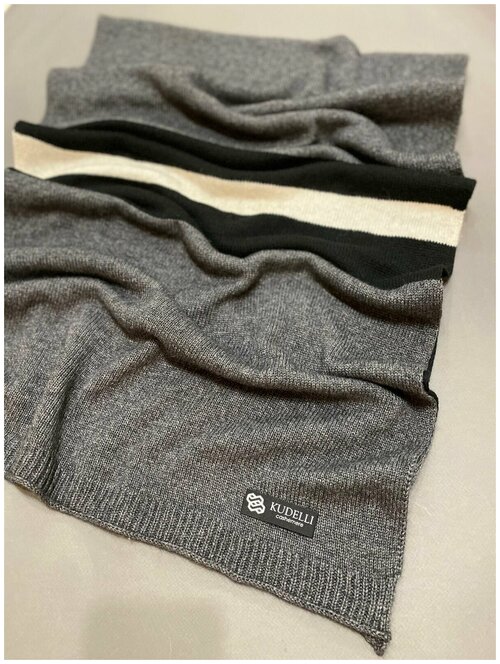 Палантин KUDELLI cashmere, 194х50 см, черный, серый