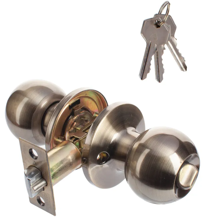 Ручка дверная кноб ARSENAL 607 ET AB (бронза), с ключом