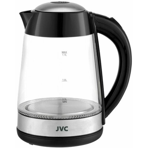 Чайник электрический JVC, JK-KE1705, черный, 1.7 л, 2200 Вт, скрытый нагревательный элемент, стекло