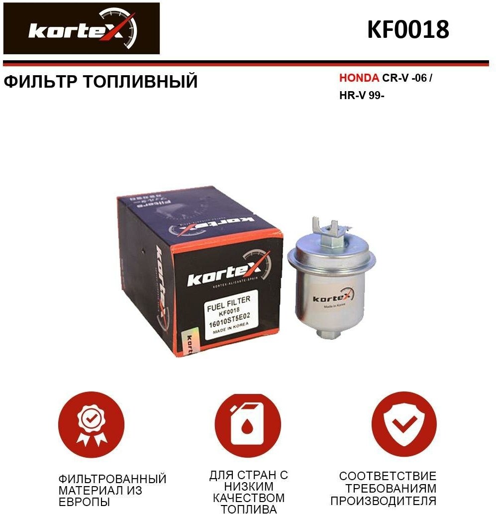 Фильтр топливный Kortex для Honda Cr-V -06 / Hr-V 99- ОЕМ 16010ST5931;16010ST5E01;16010ST5E02; EFF00023T; KF0018; KL185; PP930