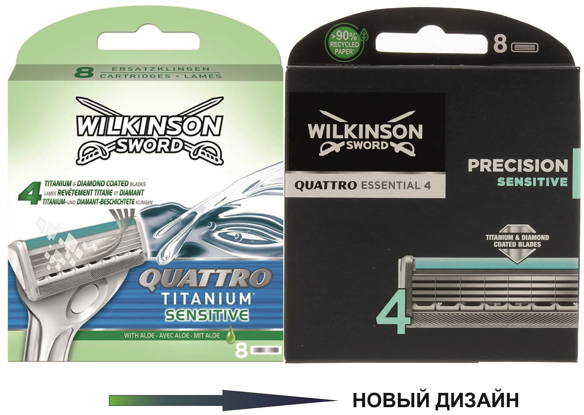 Сменные лезвия Wilkinson Sword Quattro Titanium Sensitive 8 шт.