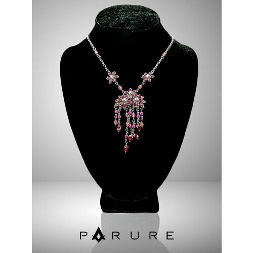 фото Колье parure, искусственный камень, длина 40 см, фуксия