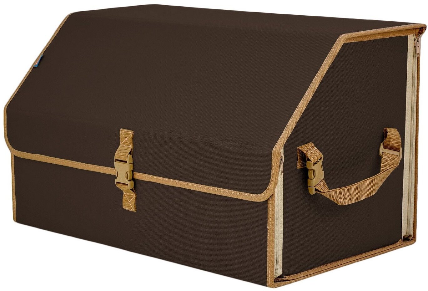 Органайзер-саквояж в багажник "Союз" (размер XL). Цвет: коричневый с бежевой окантовкой.