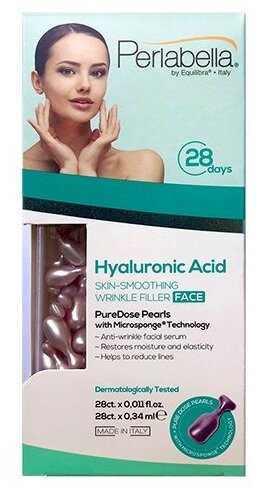 Perlabella Hyaluronic Acid Skin-smoothing wrinkle filler сыворотка в капсулах с гиалуроновой кислотой для лица, 0.34 мл, 28 шт.