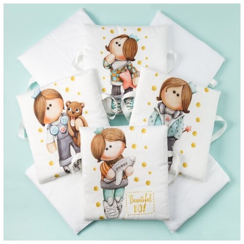 фото Набор подушек крошка я "принц тим", белый, 35*35 см, 8 штук, сатин